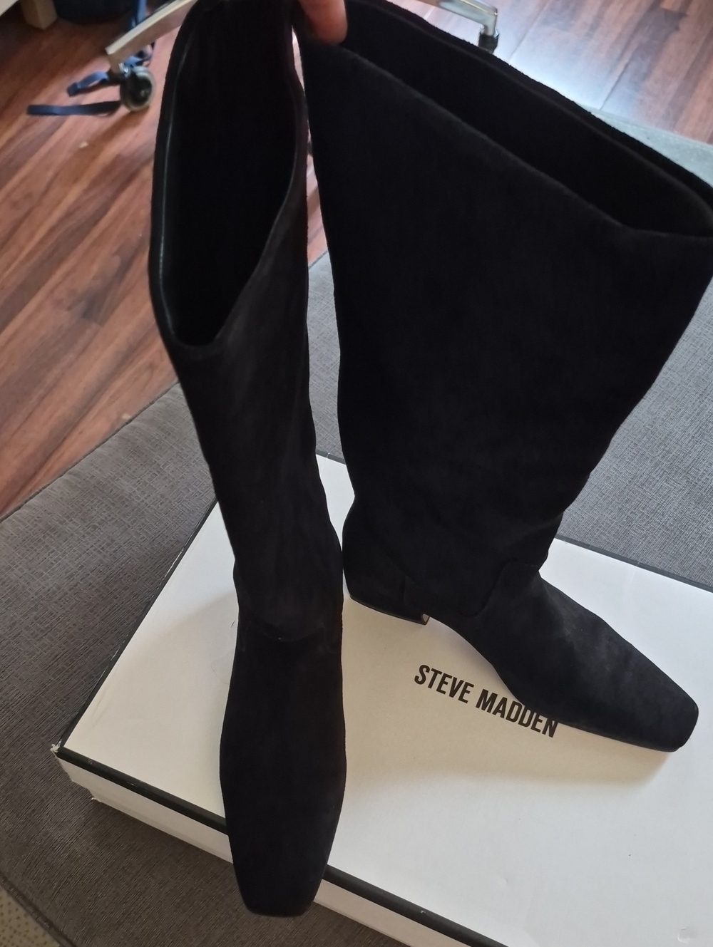 Steve Madden Black Suede Knee-High Boots